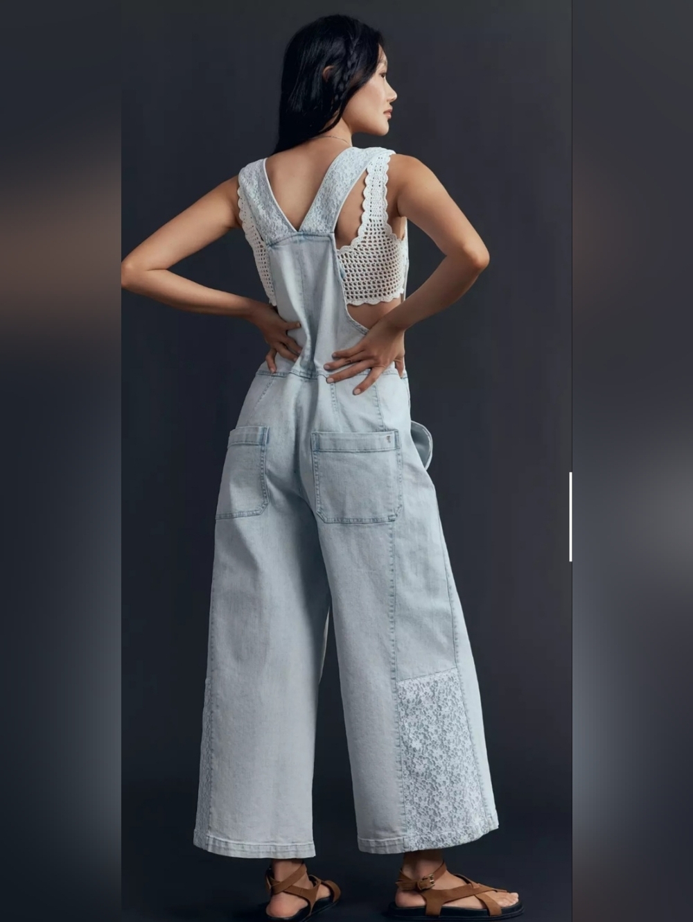 Pilcro Light Wash Front-Zip Wide-Leg Jeans Jumpsuit - Picture 2 of 7